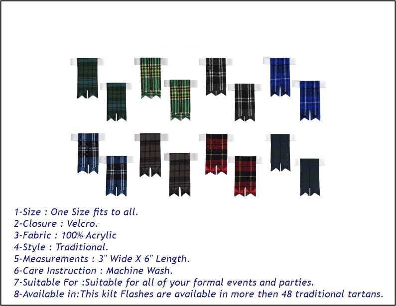 Scottish Tartan Kilt Flashes with Elastic Adjusters Buchanan