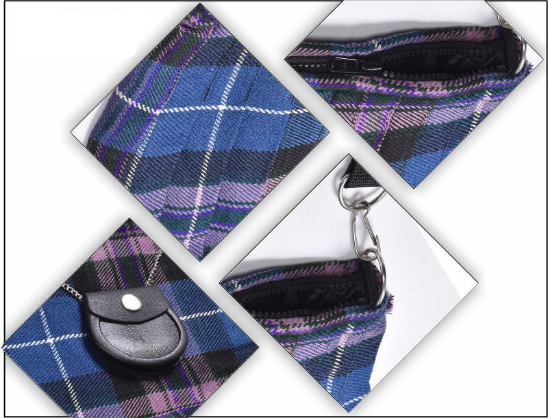 Traditional Scottish Women Tartan Bag Pleated Crossbody Purse - Adjustable Straps, Zip Closure Pride of Scotland Tartan