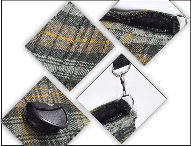 Traditional Scottish Women Tartan Bag Pleated Crossbody Purse - Adjustable Straps, Zip Closure Gordon Weathered Tartan