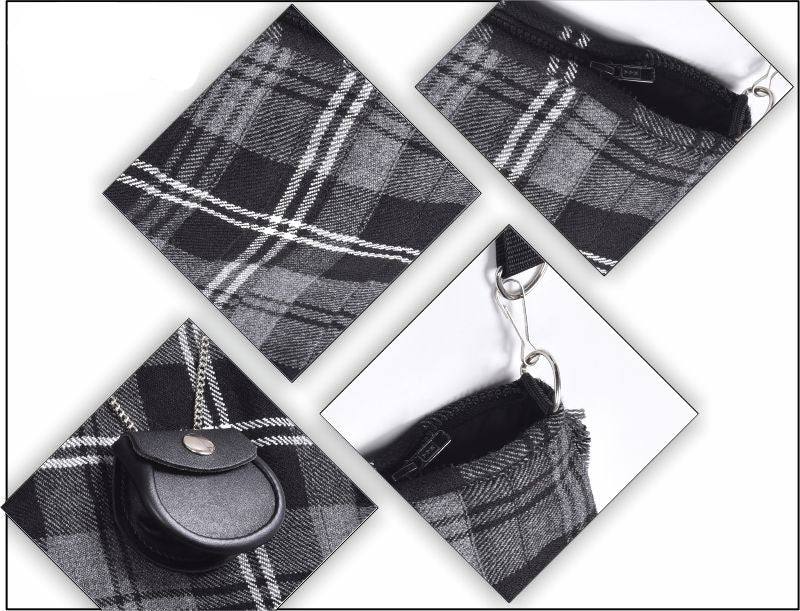 Traditional Scottish Women Tartan Bag Pleated Crossbody Purse - Adjustable Straps, Zip Closure Granite Tartan