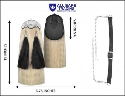 Premium Leather Sporran for Men - Ideal Kilt Accessories for Men, Scottish Kilt Sporran with Chain Belt Art # 12