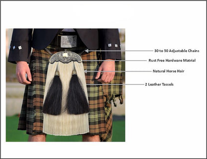 Premium Leather Sporran for Men - Ideal Kilt Accessories for Men, Scottish Kilt Sporran with Chain Belt Art # 11