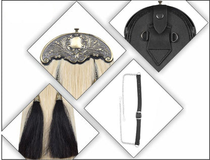 Premium Leather Sporran for Men - Ideal Kilt Accessories for Men, Scottish Kilt Sporran with Chain Belt Art # 11