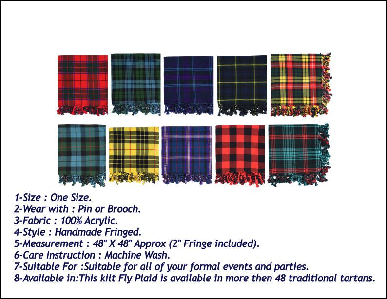 Scottish Men's Kilt Tartan Fly Plaid - Campbell Ancient