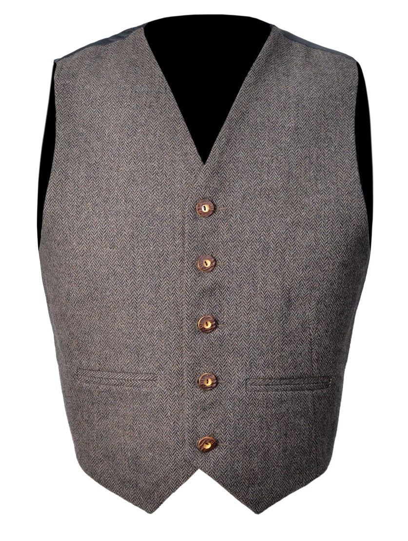 Scottish Brown Tweed Argyle Kilt Jacket With Waistcoat/Vest - Sizes 36"- 54"