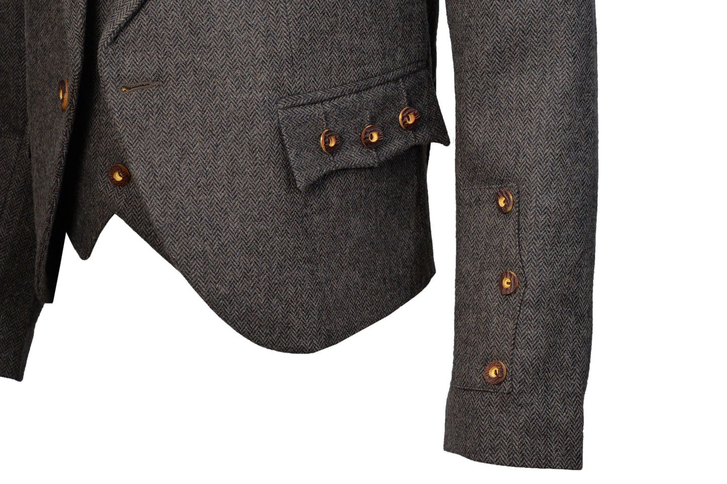 Scottish Brown Tweed Argyle Kilt Jacket With Waistcoat/Vest - Sizes 36"- 54"