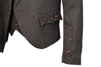 Scottish Brown Tweed Argyle Kilt Jacket With Waistcoat/Vest - Sizes 36"- 54"