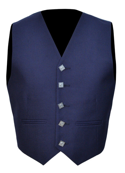 Scottish Blue Argyle Kilt Jacket With Waistcoat/Vest - Sizes 36"- 54"