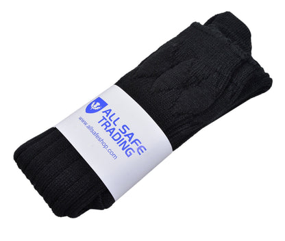 Scottish Square Kilt Hose for Men, Ribbed Socks for USA Shoe Sizes - Black