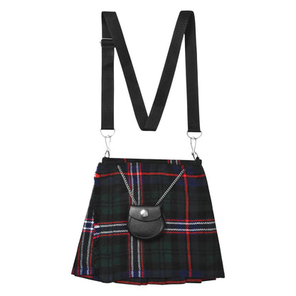 Traditional Scottish Women Tartan Bag Pleated Crossbody Purse - Adjustable Straps, Zip Closure Scottish National Tartan