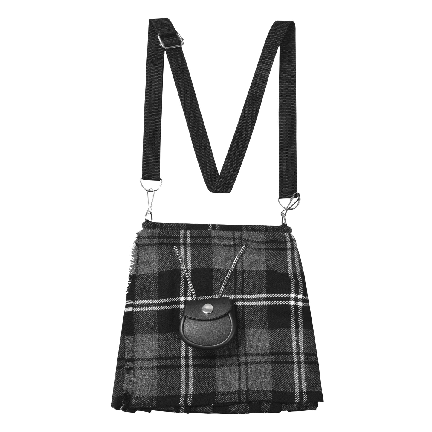 Traditional Scottish Women Tartan Bag Pleated Crossbody Purse - Adjustable Straps, Zip Closure Granite Tartan