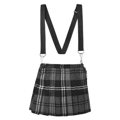 Traditional Scottish Women Tartan Bag Pleated Crossbody Purse - Adjustable Straps, Zip Closure Granite Tartan