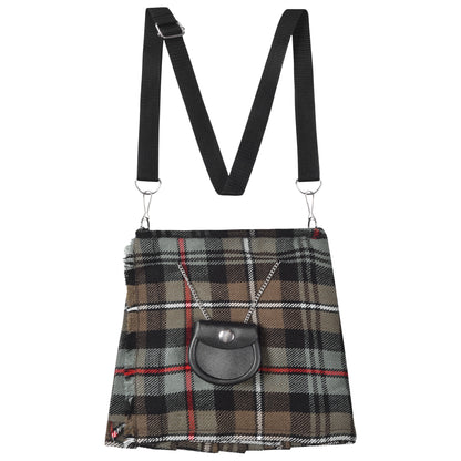 Traditional Scottish Women Tartan Bag Pleated Crossbody Purse - Adjustable Straps, Zip Closure Mackenzie Weathered Tartan