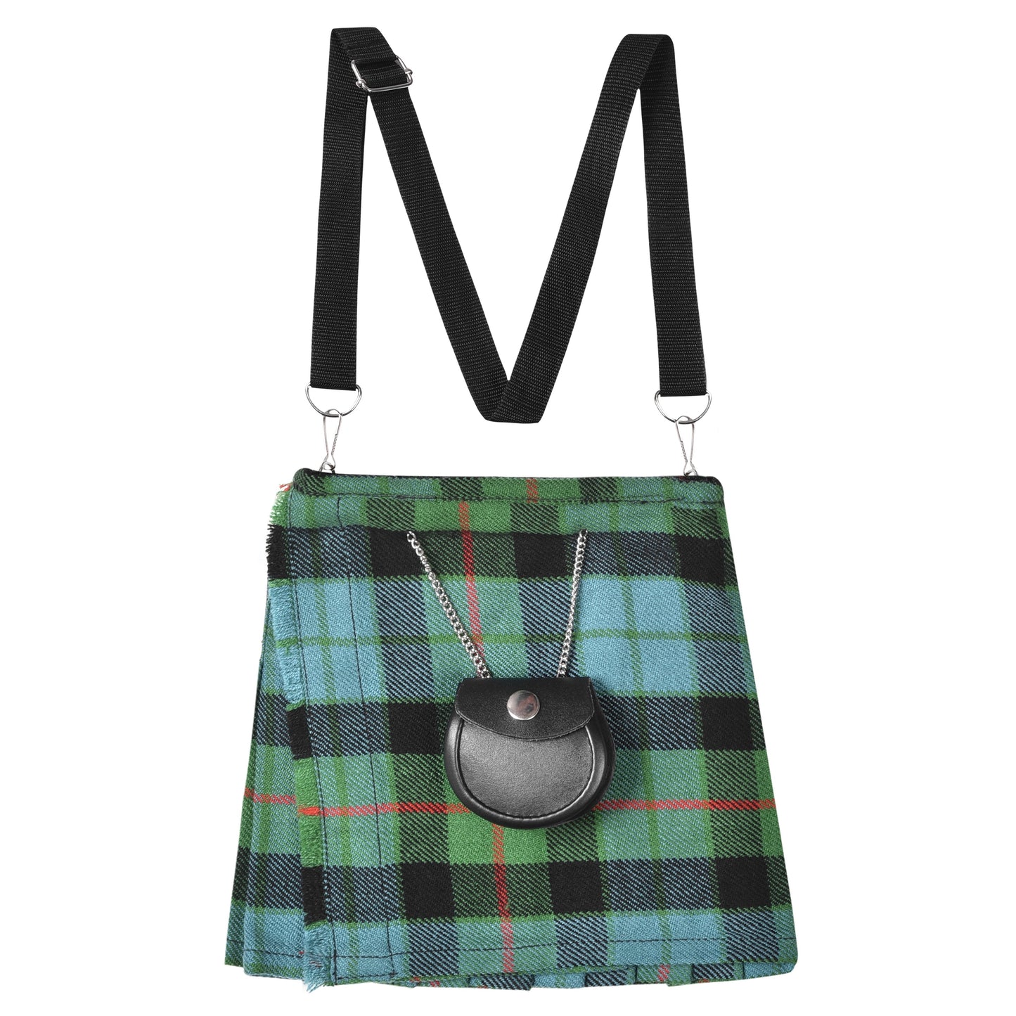 Traditional Scottish Women Tartan Bag Pleated Crossbody Purse - Adjustable Straps, Zip Closure Gunn Ancient Tartan