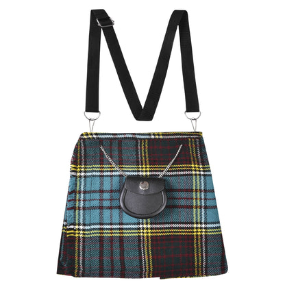Traditional Scottish Women Tartan Bag Pleated Crossbody Purse - Adjustable Straps, Zip Closure Anderson Tartan