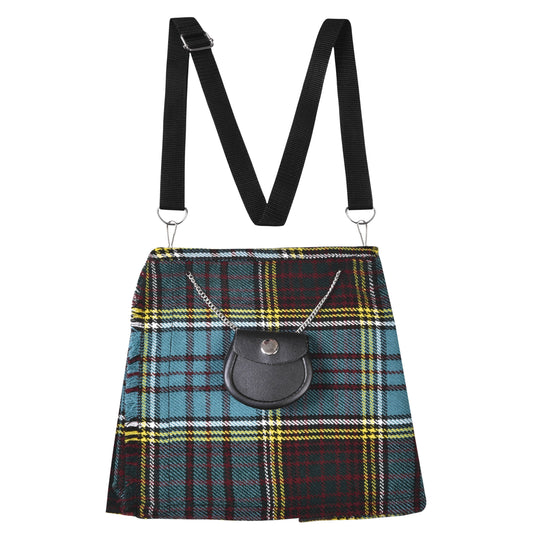 Traditional Scottish Women Tartan Bag Pleated Crossbody Purse - Adjustable Straps, Zip Closure Anderson Tartan