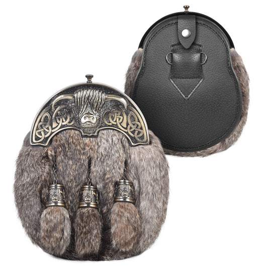 Premium Leather Sporran for Men - Ideal Kilt Accessories for Men, Scottish Kilt Sporran with Chain Belt Art # 2