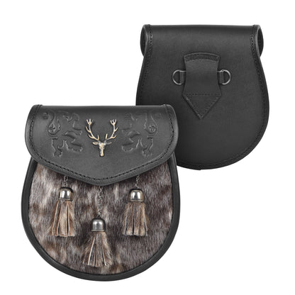 Premium Leather Sporran for Men - Ideal Kilt Accessories for Men, Scottish Kilt Sporran with Chain Belt Art # 9