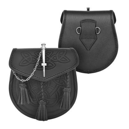 Premium Leather Sporran for Men - Ideal Kilt Accessories for Men, Scottish Kilt Sporran with Chain Belt Art # 10