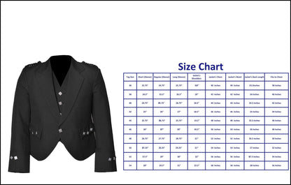 Scottish Brown Tweed Argyle Kilt Jacket With Waistcoat/Vest - Sizes 36"- 54"