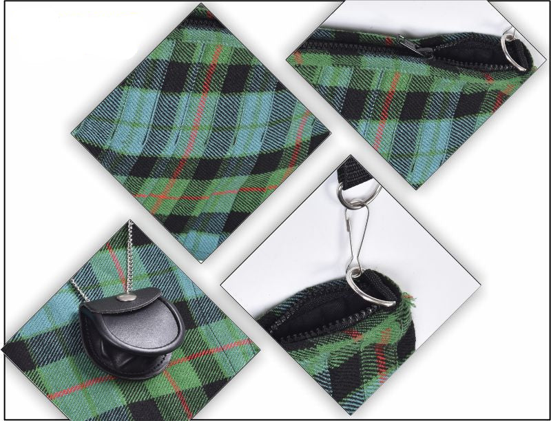 Traditional Scottish Women Tartan Bag Pleated Crossbody Purse - Adjustable Straps, Zip Closure Gunn Ancient Tartan