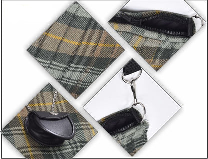 Traditional Scottish Women Tartan Bag Pleated Crossbody Purse - Adjustable Straps, Zip Closure Gordon Weathered Tartan