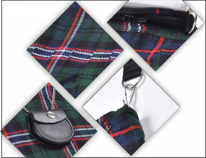 Traditional Scottish Women Tartan Bag Pleated Crossbody Purse - Adjustable Straps, Zip Closure Scottish National Tartan